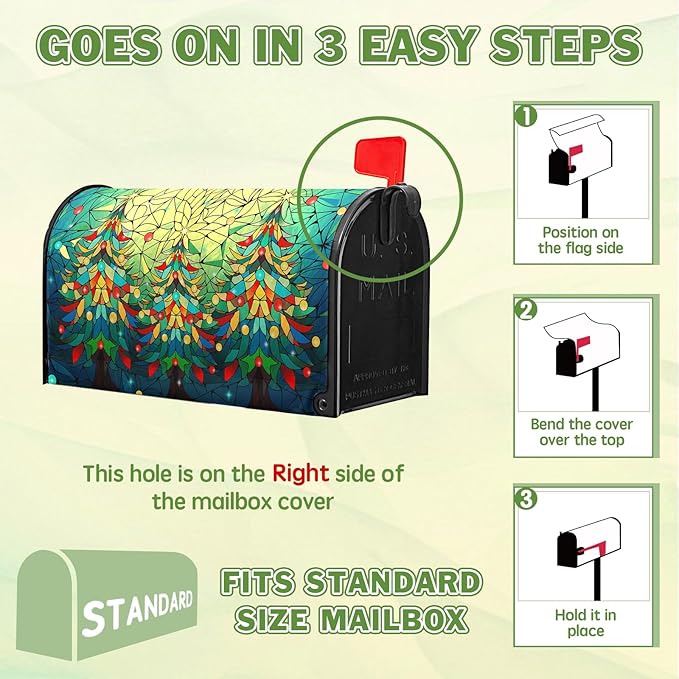 Beautiful Xmas Tree Mailbox Covers Magnetic Standard Size 21x18 inch Christmas Mail Box Cover Colorful Postbox Covers for Garden Outdoor Yard Decor Happy New Year