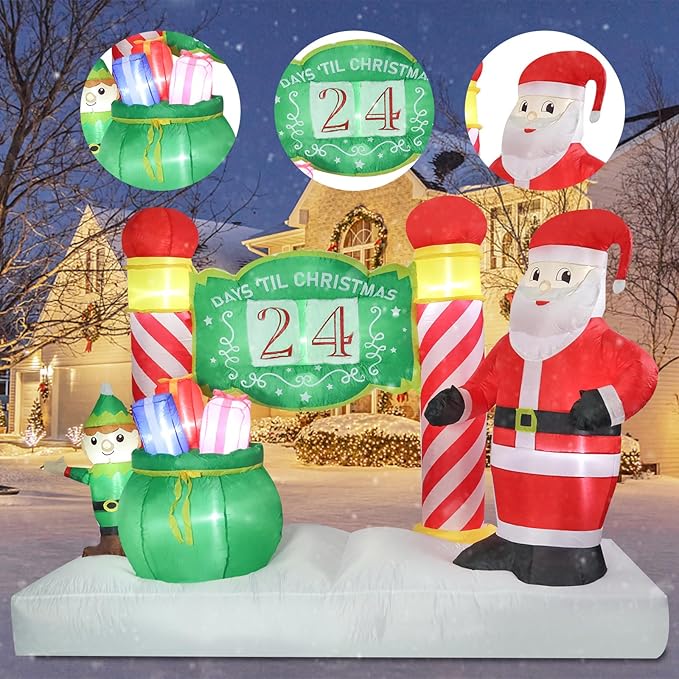 Vipush 6.9 FT Christmas Inflatable Decorations Countdown Christmas Decorations Outdoor Inflatable with LED Light, Outdoor Holiday Decor Blow Up Yard Decor