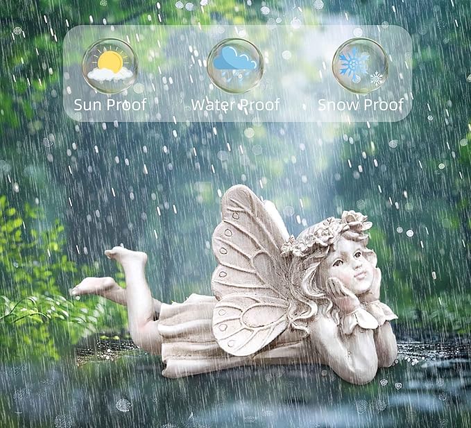 Garden Fairy Decor for Outside - Angel Holding Face Figurines, Lovely Fairy Statues Outdoor and Indoor, Ideal for Patio, Yard, Porch, and Lawn, Gift for Women