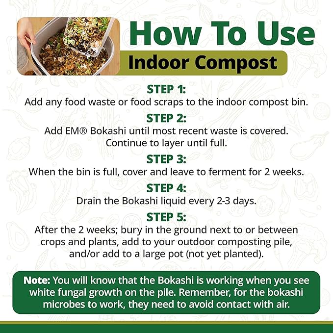TeraGanix EM Premium Bokashi Bran, Compost Accelerator, Rice Bran Mix, Odor Eliminator, Formulated by Dr. Higa (Bokashi Inventor), Bokashi Compost Starter for Kitchen Compost Bin & Soil (5 Lb)