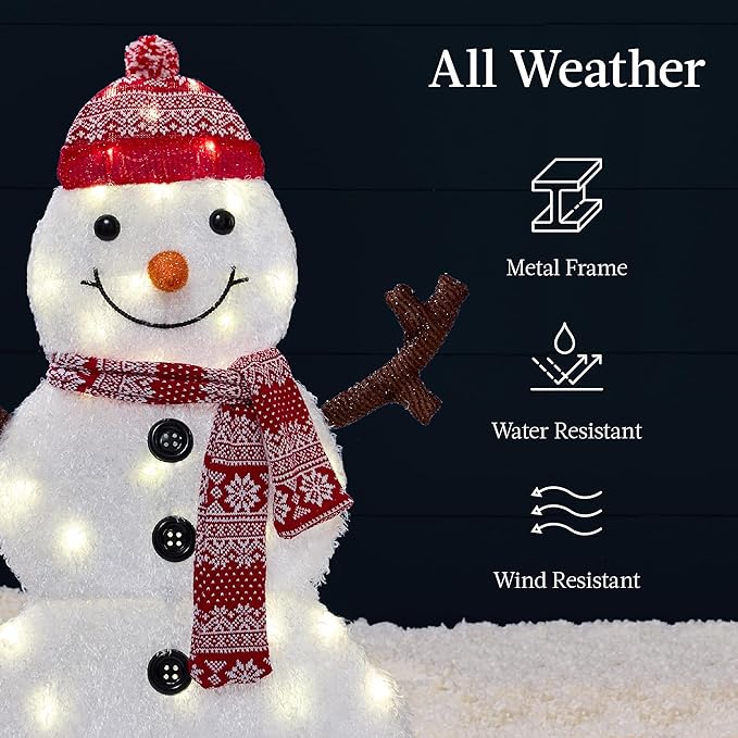 Best Choice Products 4ft 3-Piece 2D Lighted Christmas Snowman Family Set, Large Outdoor Yard Decor Holiday Decoration w/ 135 Twinkling LED Lights