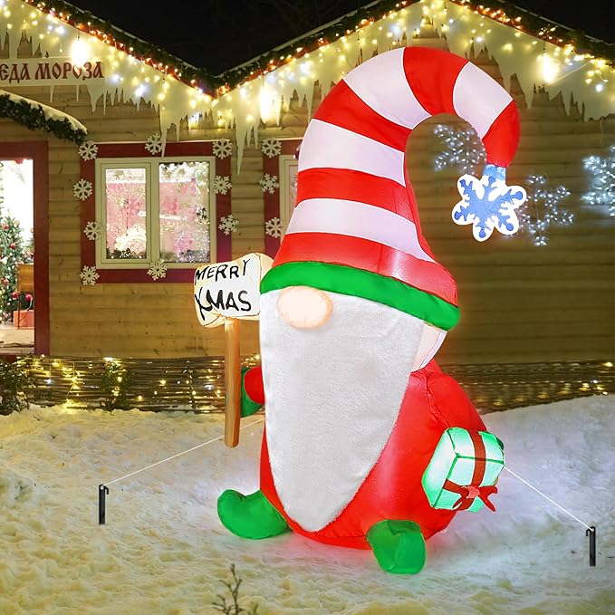 Christmas Inflatables Gnome, 4FT Blow Up Christmas Gnome Outdoor Decorations, Inflatable Yard Decoration, Christmas Holiday Gnome Decor for Party, Home, Garden