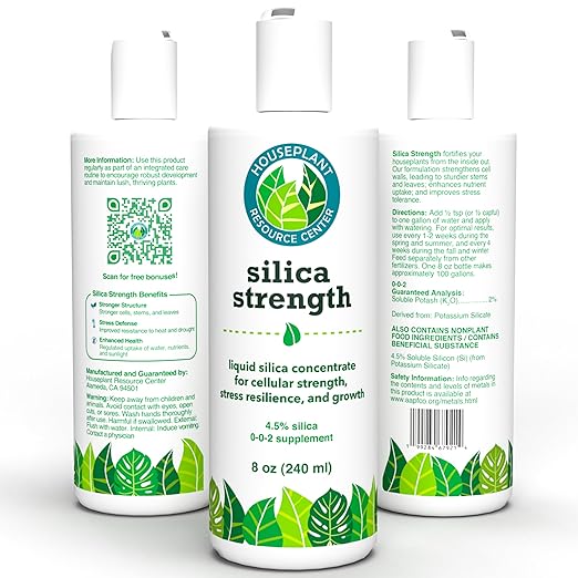 Silica Strength Plant Supplement – Strengthens Stems, Supports Upright Leaves & Improves Stress Resilience | Ready-to-Use 4.5% Liquid Concentrate for Houseplants | 8 oz | Makes 96 Gallons
