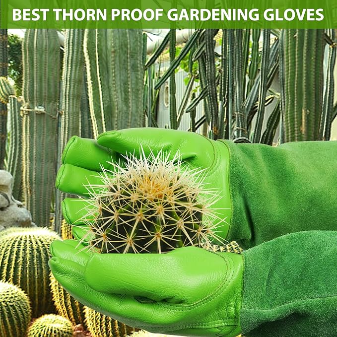 Long Gardening-Gloves Women/Men-Thorn proof Rose Pruning Heavy Duty Gauntlet, Best Garden Gifts for Gardener-L