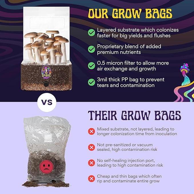 2 LB 2-Pack All-in-One Grow Bag: Up to 32oz of Mushrooms! Nutrient-Enhanced, Injection Port, Just Add Your Own Spores & Grow Like Magic (2 x 2 LB Bags)