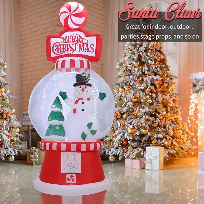 Christmas Inflatables Outdoor Decoration Giant Christmas Blow Up Yard Decorations Inflatable Globe with Snowman Santa Tree Outdoor Indoor Blow Up LED Light Yard Lawn Garden Home Party Decor
