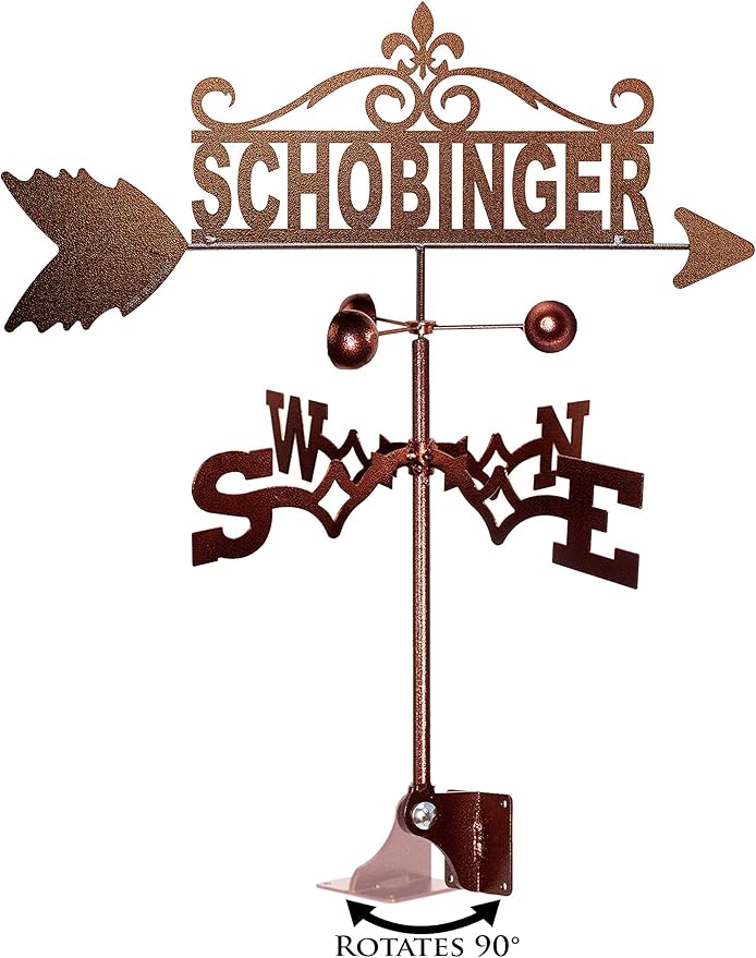 SWEN Products Personalized Family Name Weathervane (Adjustable Mount Included)