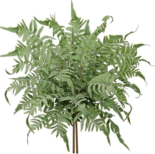 Fake Plants Stem Artificial Boston Fern 19" Green Fake Greenery Branches 2 Pcs UV Resistant Faux Plant Bushes for Home Indoor Outdoor Garden Wedding Bouquet Table Decor