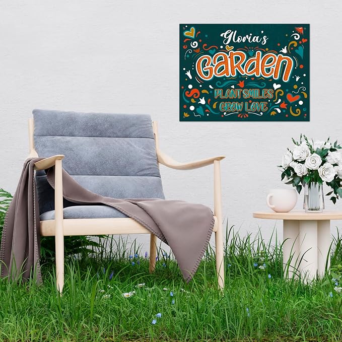 Custom Garden Signs, Personalized Sign For Garden, For Christmas, Mom, Her Or Girlfriend Sign, 18x24 Inches, Rust Free .063 Aluminum, Fade Resistant, Made in USA by Sigo Signs