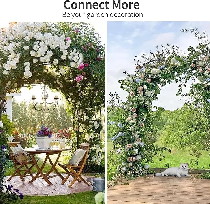 Half Garden Arch Trellis, Trellis Arch for Climbing Plants Outdoor, 7.9FT MetalGarden Arbor, Garden Trellises for Patio Lawn Backyard, Large Garden Archway Decoration Black 47.2" x 94.5in