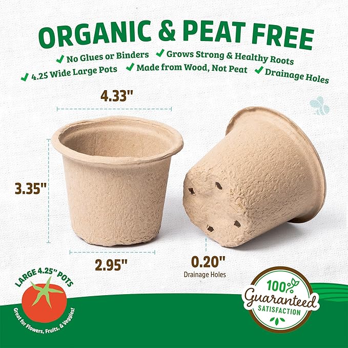 Back to the Roots Organic & PLANTABLE 4.25" Wide Seed Starting POTS (8 CT)