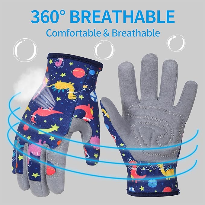 Baidast Gardening Gloves for Kids (10-12 Years Old), Garden Gloves for Kids Thorn Proof for Digging, Planting,Pruning