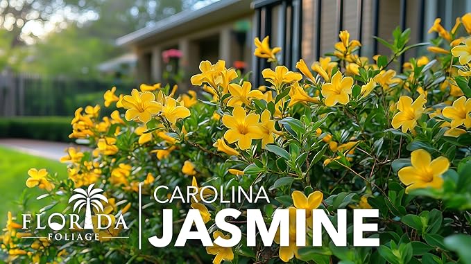 Carolina Jasmine | 3 Live Plants | Gelsemium sempervirens | Fast-Growing Flowering Vine for Trellises & Fences | Climbing Landscape Plants