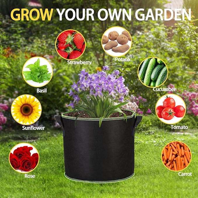 1-Pack 100 Gallon Plant Grow Bags, Thickened Nonwoven Fabric Pots with Handles,Durable Garden Planters Aeration Gardening Container to for Plants, Vegetables, and Flowers