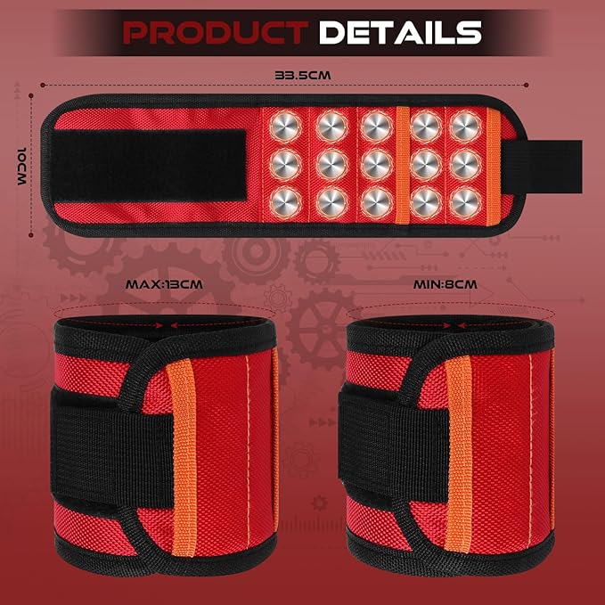 Stocking Stuffers for Men, Magnetic Wristband with 15 Powerful Magnets, Hands-Free Tool Holder for Screws, Nails, Bits, Adjustable & Breathable - Ideal Christmas Gift for Dad, Husband