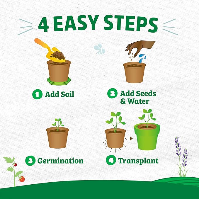 Back to the Roots Organic & PLANTABLE 4.25" Wide Seed Starting POTS (8 CT)