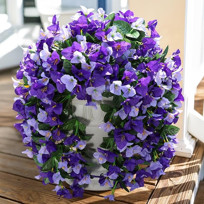 Faux Bougainvillea Artificial Flowers Plants for Outdoor Outside Spring Decoration, 2pcs Fake Silk Long Trailing Vines UV Resistant Realistic for Front Door Porch Planter Urn Patio Balcony Yard, Mix
