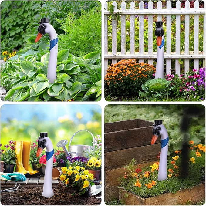 Porch Goose Statue Stake Garden Goose Decor, 16'' Planter Decor Goose Stake Outdoor Decorative Front Porch Figurine for Yard Patio Lawn, Best Gifts for Mom Grandma Women