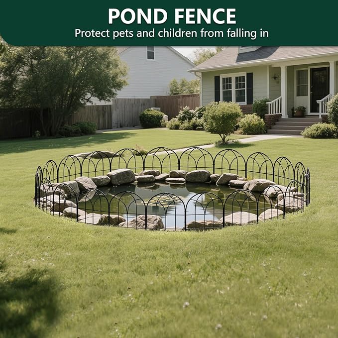 Small Garden Fence Animal Barrier, 12.55"*16.53" Decorative Fence Panel, No Dig Fences Barrier, Arch 26 Pcs Black Metal Fencing, Garden Border Edging Fences, Dog Fencing Blocker for Yard, Flower Bed