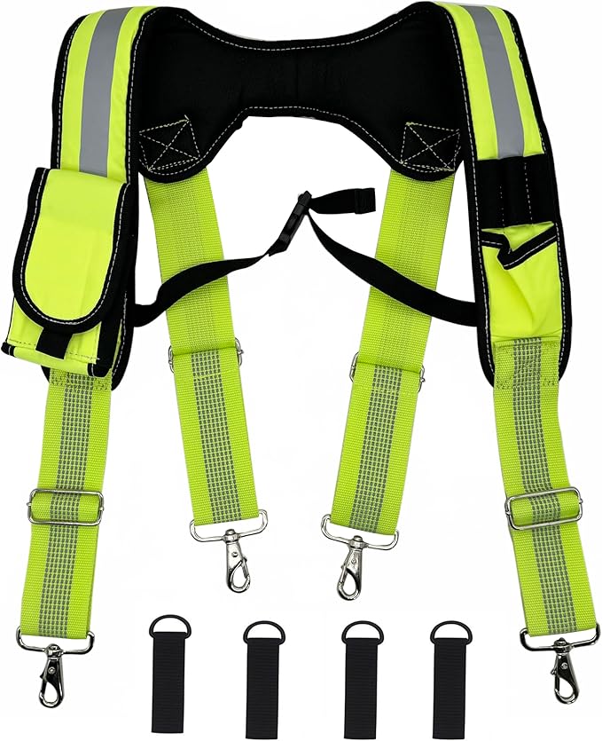 Cedriany Tool Belt Suspenders for Work Belt Suspenders Heavy Duty Padded with Attachment Loops for Men