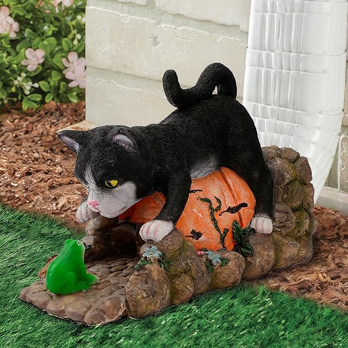Real Cat Gutter Downspout Extender Statue, Garden Animal Decor Gutter Extension, Splash Block, Eco-Friendly Resin, Outdoor Decor Sculpture, Gutter Diverter Rain Perfect for 3"x4" Downspout