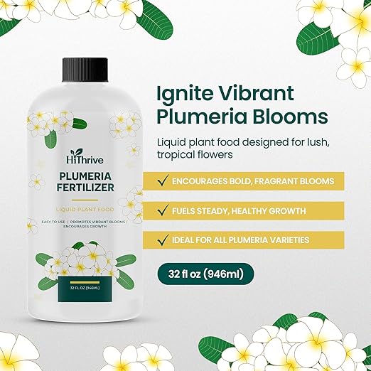 32oz Plumeria Fertilizer - Makes 32 Gallons of Liquid Plant Food for Plumeria Plants Live, Tropical Plant Fertilizer for Vibrant Flowers, Glossy Leaves, and Strong Roots - Nutrient-Rich Flower Food