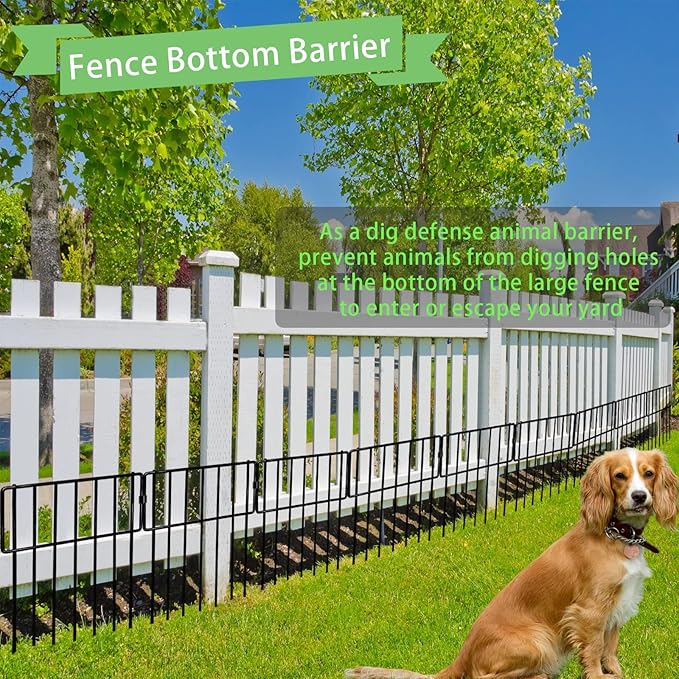 10 Pack Animal Barrier, No Dig Decorative Fence, 17in(H) x10ft(L) Rustproof Metal Small Garden Fence Border for Dogs Rabbits, Bottom Blocker for Outdoor Yard Patio
