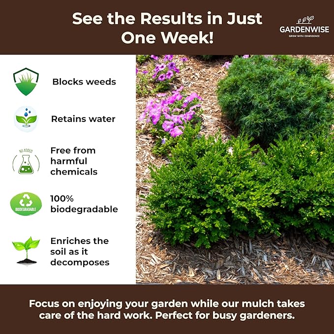 Premium Organic Wood Mulch for Gardens, Landscaping, Potted Plants, and Vegetable Gardens (0.5 CF - 14 L - 15 QTS)