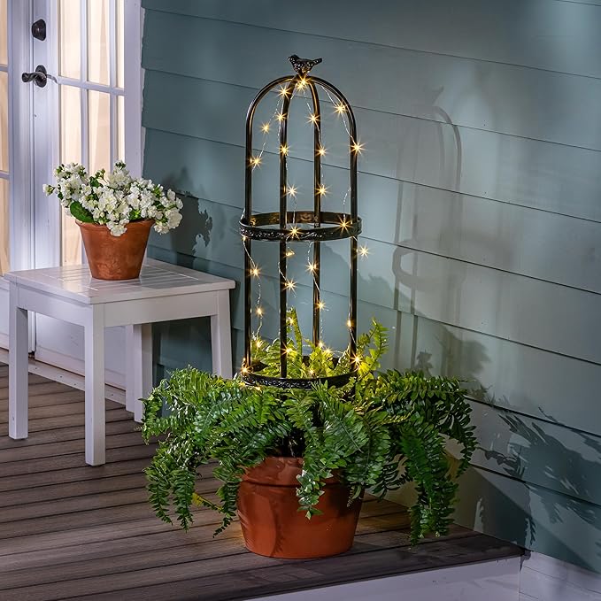 Evergreen Garden Metal Garden Obelisk Trellis for Climbing Plants Outdoor | Indoor Plant Trellis for Potted Plants | Floral Pattern Arch Trellis (7 Feet, Black)