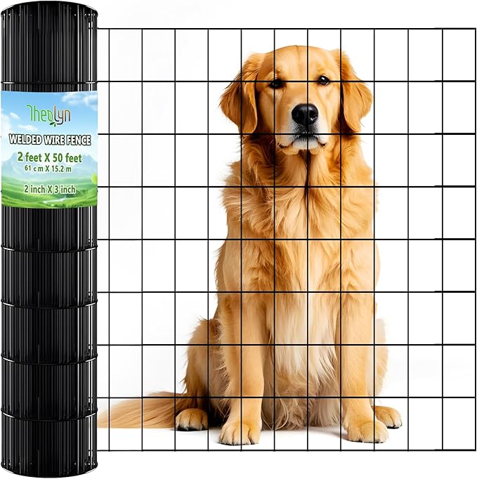 Welded Wire Fence 2ft x 50ft Mesh Size 2-Inch x 3-Inch Wire Mesh Roll Chicken Wire Metal Fencing Poultry Netting for Garden Fence, Animal Barrier (USE 3 FT Post)