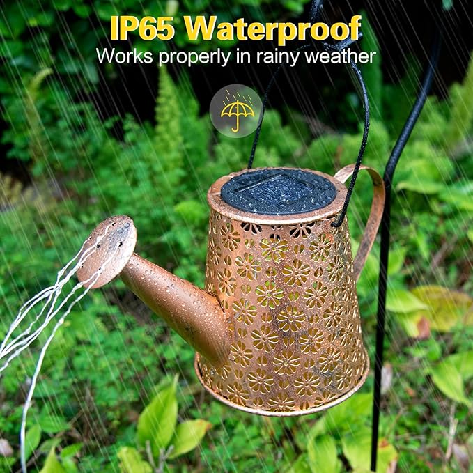 Solar Watering Can Lights,Metal Outdoor Garden Decor for Outside,IP65 Waterproof Hanging Lantern Lights, Yard Decorations Outdoor for Garden Pathway Christmas Gifts