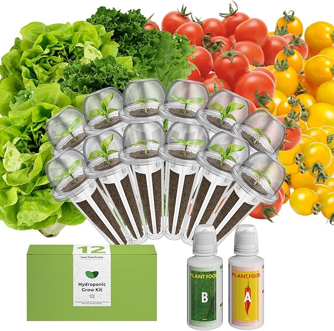 inbloom Organic Salad Seed Pod Kit for Hydroponics Growing System, Low-Calorie Food, 12-Pods (350 Seeds+, Include American Fast Lettuce, Butter Lettuce, Red Cherry Tomato and Golden Cherry Tomato)