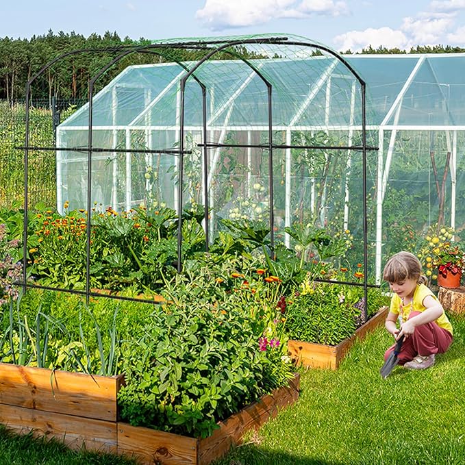 DoCred Large Garden Arch Trellis for Climbing Plants, 87'' H x 75'' L x 71'' W Outdoor Grape Vine Trellises Arch Arbor Gazebo, Grape Trellis for Climbing Plants, Courtyard and Garden Decoration, Black
