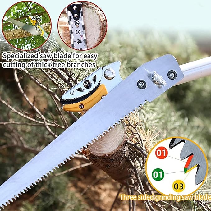 xixi-home Cut and Hold Pruners 4.6-9.8 Ft Long Reach Pole Saw Pruning Shears and Hold Bypass Pruner Extendable Tree Trimmer with Dedicated Serrations Telescoping Fruit Picker
