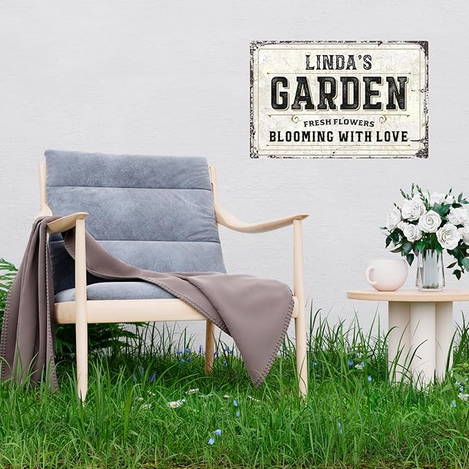 Custom Garden Sign, Christmas Season, Personalized Rustic Name for Backyard Décor Sign, 12x18 Inches, Rust Free .063 Aluminum, Fade Resistant, Made in USA by Sigo Signs