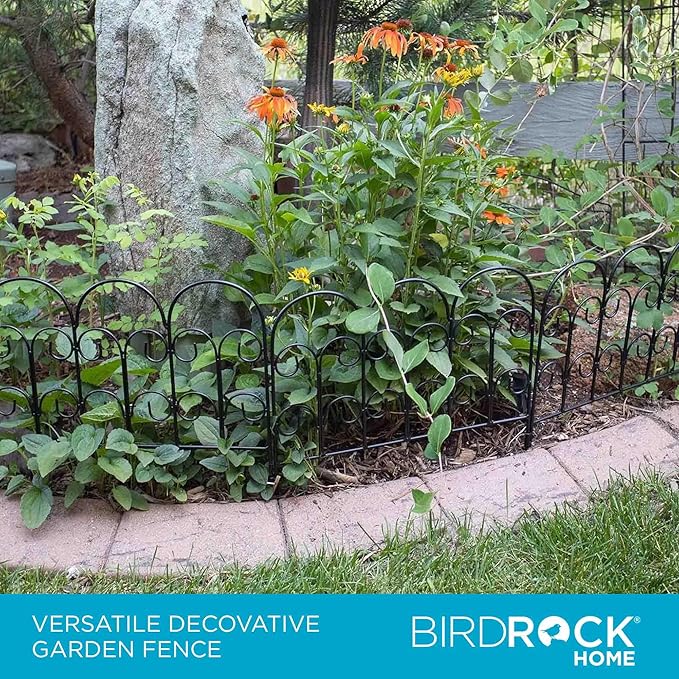 BIRDROCK HOME 5pk Ornate Landscape Edging Fence for Garden or Flower Beds - Durable Metal - Landscape Fencing
