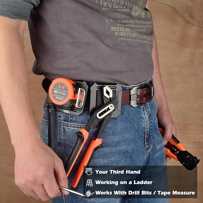 ULIBERMAGNET Tool Holster Kit,Magnetic Tool Holster & Drill Holder Belt Clip,Solid Aluminum Tools Holder Belt Clip for Screw,Wrench, Impact Driver,Cordless Drill,Tape Measure,Hammer,Nails