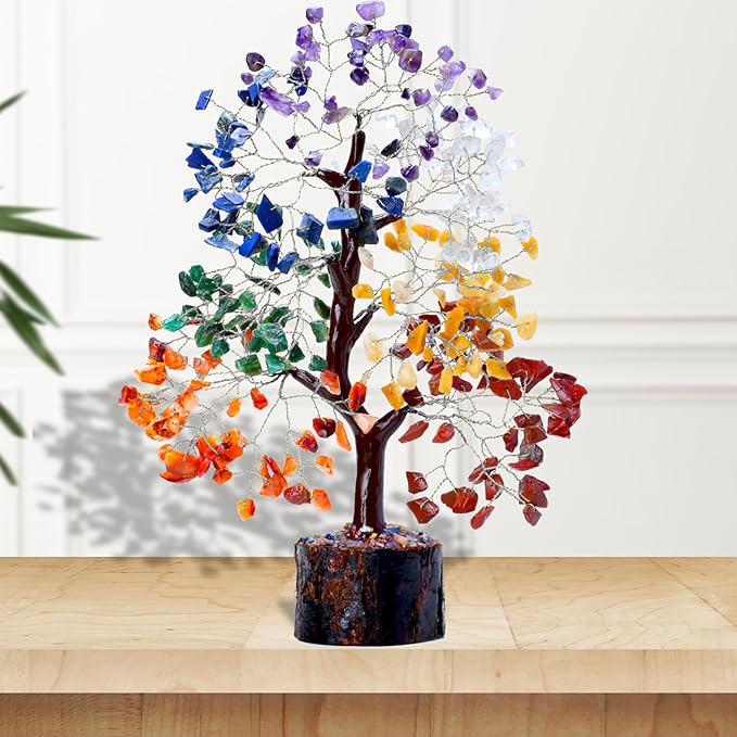 ZENFULSTONE 7 Chakra Tree of Life Spiritual Décor for Home & Office | Handmade Crystal Bonsai for Positive Energy & Healing | Wonderful for Her