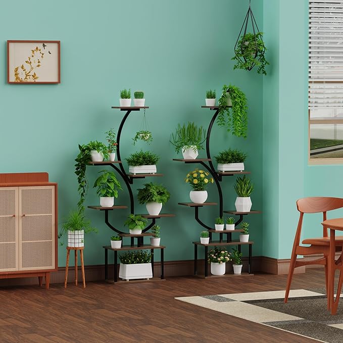 Plant Stand Indoor with Grow Lights, 8-Tiered Plant Rack with 3 head lamps, 60.83" Tall Plant Stands for home décor, Corner Flower Shelves for Patio, Balcony, Living Room