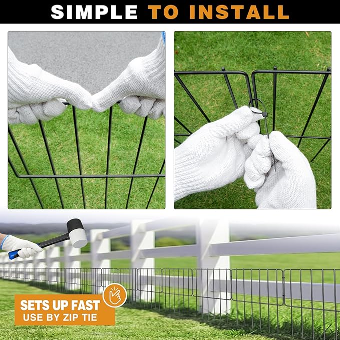 KYATE Animal Barrier Fence, 25 Panels Dog No Digging Fence Barrier, Rabbit Ground Defense Blockers, Rustproof Metal Fence Border for Outdoor Garden Landscape Patio