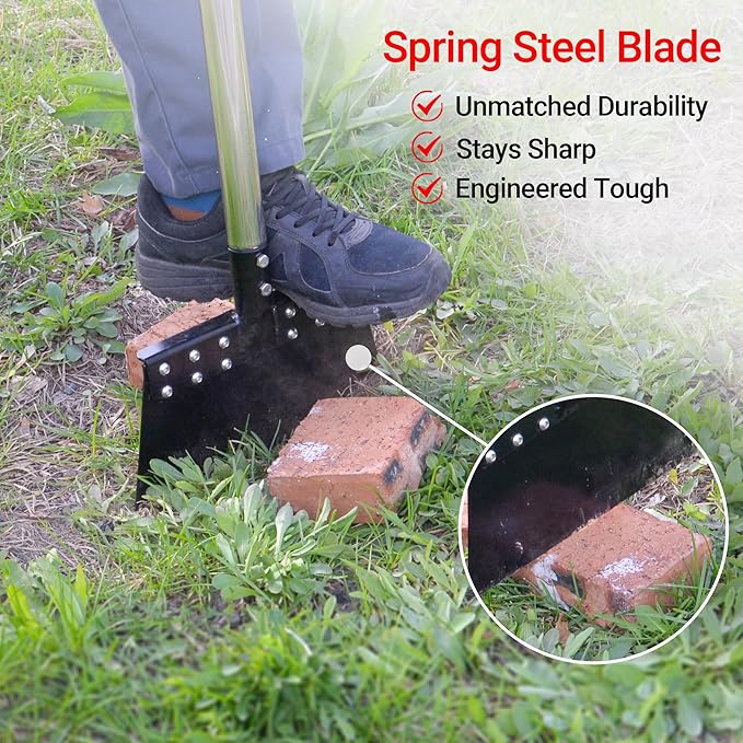 Garden Flat Shovel 65in Floor Scraper Long Handle Heavy Duty Weed Scraper with 11in Spring Steel Blade Multifunctional Cleaning Shovel for Ice, Snow, Weed, Dirty, Moss, Driveway, Lawn Edging