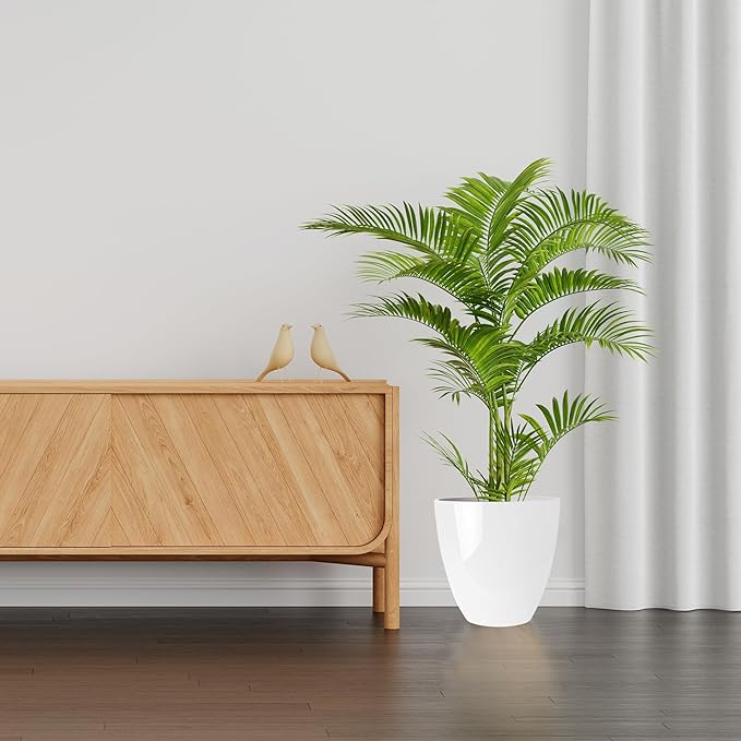 RUBBER BOND Plastic Plant Pots 2 Pack - Modern Indoor/Outdoor Planters for Home Decor - Weather-Resistant Large Flower Pots - Lightweight 12 Inches Tall Planters