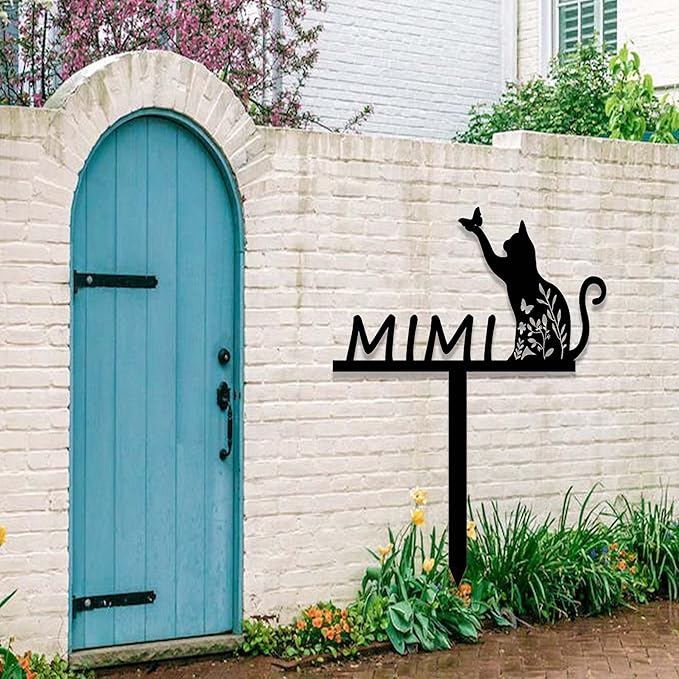 Custom Cat Memorial Stake Sign Metal Cat Grave Marker Cat Garden Decor Remembrance Stake Personalized Cat Name Yard Stake Pet in Heaven Loss of Cat Sympathy Gift