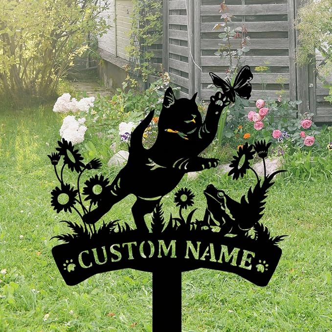 Custom Cat and Dog Garden Stake,Personalized Pet Stake Sign,Custom Cat Dog Stake Art Sign,Garden Stake Sign,8-24inches