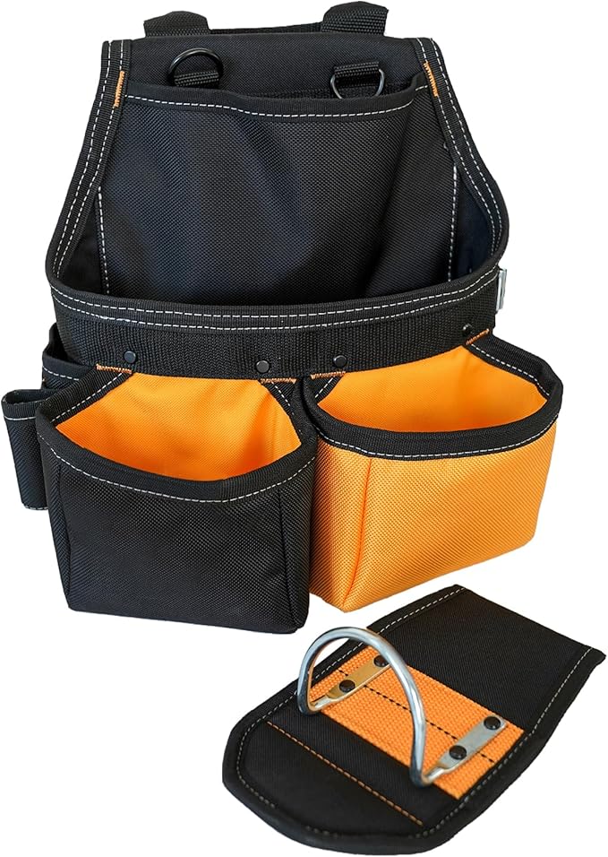 MELOTOUGH 28-Pocket Pro Framer's rig Combo Apron Tool Belt and Heavy Duty Padded Suspenders with Magnetic Desinger for Technician/Carpenter/and Electrician's Tools（Yellow)