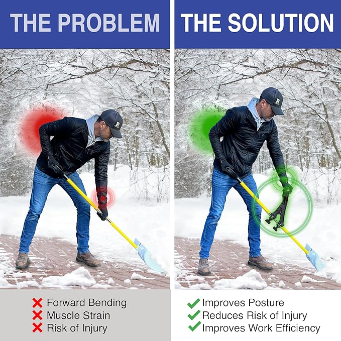 Universal Handle Attachment for Snow Shovel, Weedeater, String Trimmer, Rake & More | Versatile Ergonomic Back Saving Attachment for All Gardening Tools | Yard Tool Gifts