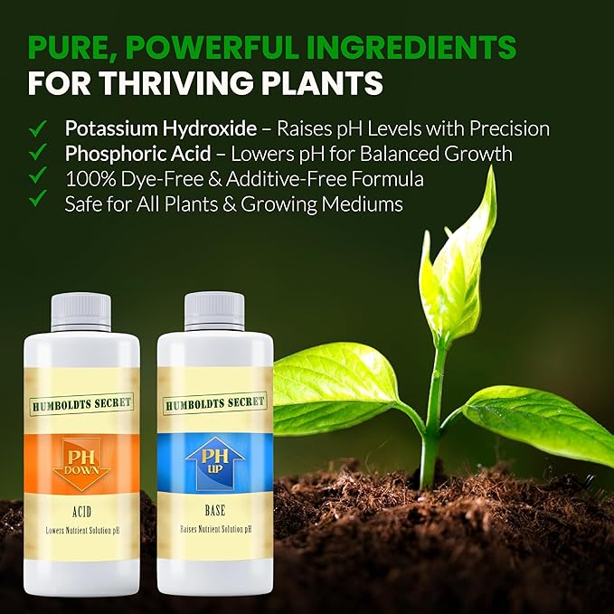 Humboldts Secret pH Up and pH Down Control Kit | Liquid Nutrient Solution Balancer for Plants | for Soil, Hydroponic, Coco, and DWC Systems | Supports Nutrient Absorption and Growth | 8 Ounce
