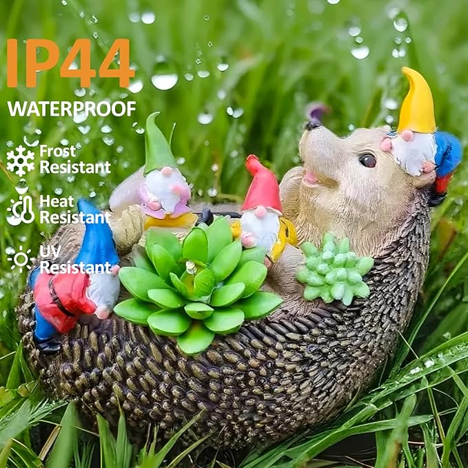 Natelf Solar Hedgehog Garden Statue Light Outdoor Decor with LED, Waterproof Lawn Ornaments for Yard, Patio, Backyard, Balcony - Cute Birthday Gift for Women, Mom, Grandma