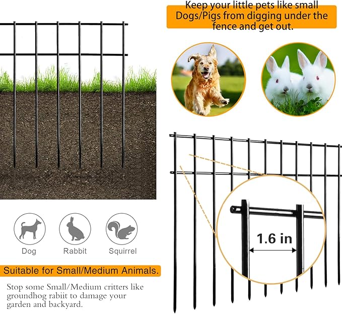ADAVIN Small or Medium Animal Barrier Fence,25Pack 20 in(L) X12 in(H) Dog Digging Fence Barrier, Garden Fence Animal Barrier for Dogs Rabbits Raccoons, Metal Fence Panel for Outdoor Patio.Total 42 Ft