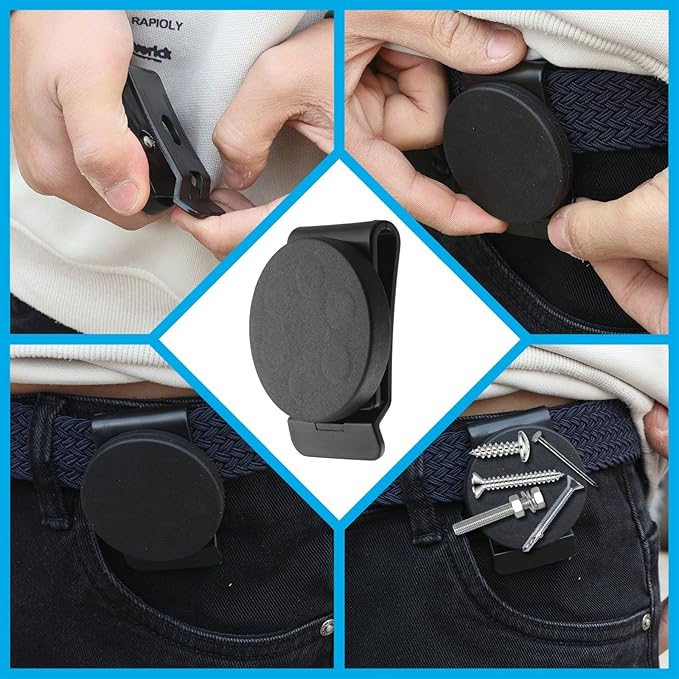 3 PCS Belt Magnetic Clips Heavy Duty Magnetic Tool Holder Black Magnet Belt Organizer for Screws Nails Screwdrivers Wrench Metal Accessories (Medium 2.16 * 2.8 IN)